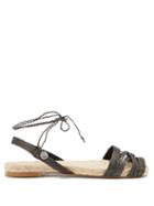 Matchesfashion.com Ball Pags - Doble Cross Hemp Slingback Espadrilles - Womens - Black