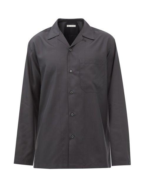 Umit Benan B+ - Camp-collar Silk-twill Shirt - Mens - Black