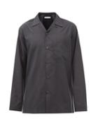 Umit Benan B+ - Camp-collar Silk-twill Shirt - Mens - Black
