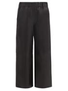 Matchesfashion.com Loewe - Elasticated Leather Wide-leg Trousers - Womens - Black
