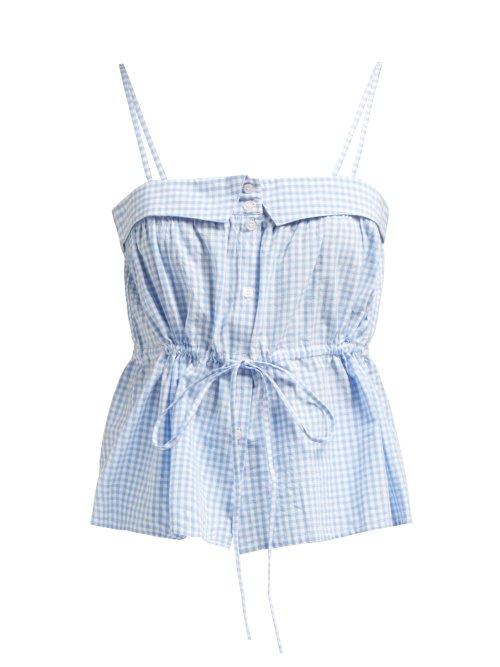 Matchesfashion.com Mes Demoiselles - Tropizienne Gingham Cotton Top - Womens - Blue White