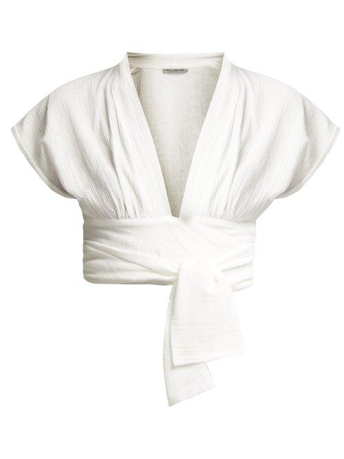 Matchesfashion.com Three Graces London - Serena Cotton Wrap Top - Womens - White