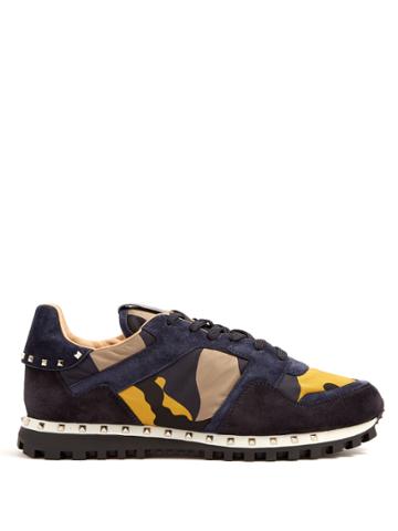 Valentino Rockstud Suede-panel Low-top Trainers