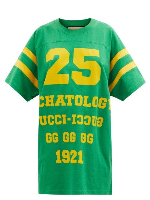 Ladies Rtw Gucci - 25-print Cotton-jersey T-shirt - Womens - Green Multi