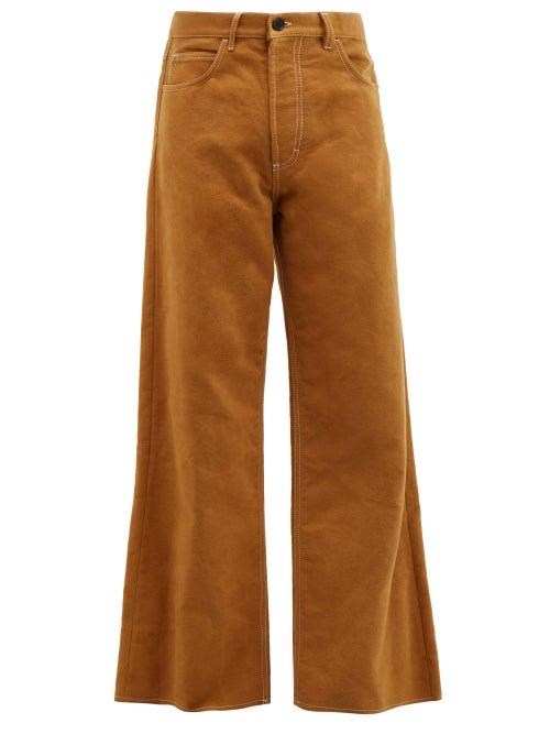 Matchesfashion.com Marni - Brushed Cotton Twill Wide Leg Jeans - Mens - Beige