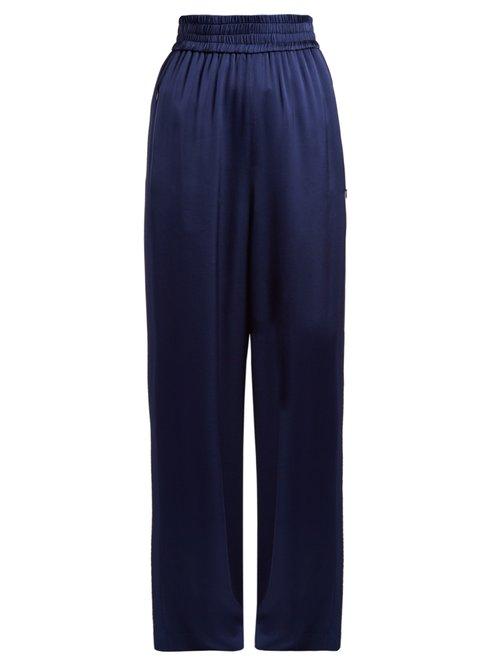 Matchesfashion.com Golden Goose Deluxe Brand - Sophie Wide Leg Satin Track Pants - Womens - Blue