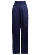 Matchesfashion.com Golden Goose Deluxe Brand - Sophie Wide Leg Satin Track Pants - Womens - Blue