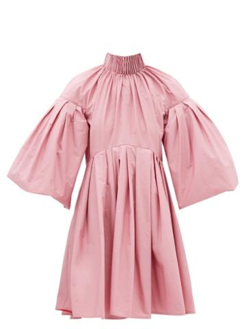 Roksanda - Divina High-neck Puffed Cotton-poplin Dress - Womens - Light Pink