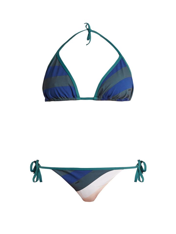 Fendi Stripe-print Triangle Bikini
