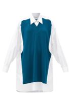 Matchesfashion.com Maison Margiela - Rib-knitted Panel Cotton-poplin Shirtdress - Womens - White