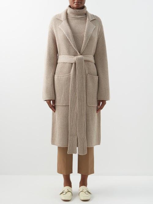 Joseph - Cotton-blend Ribbed Wrap Cardigan - Womens - Light Beige