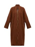 Matchesfashion.com Eskandar - Cabled Waterfall Lapel Cashmere Cardigan - Womens - Brown