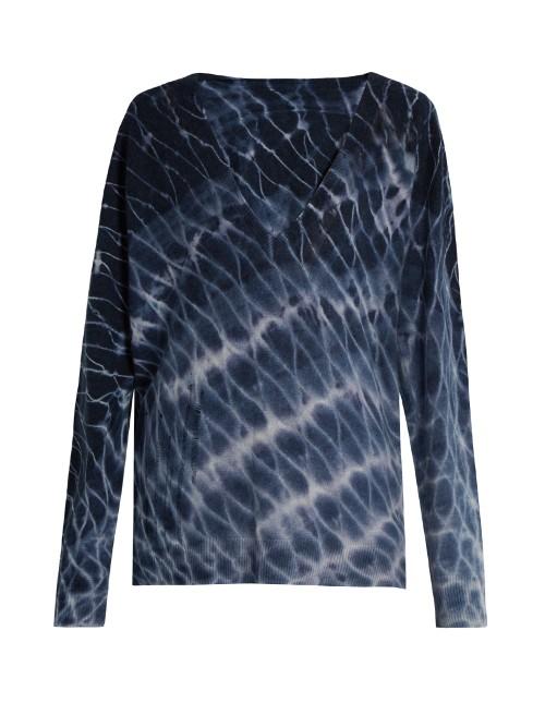 Raquel Allegra Distressed Tie-dye Wool And Cashmere-blend Sweater