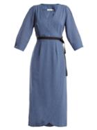 Matchesfashion.com Cefinn - V Neck Voile Dress - Womens - Blue