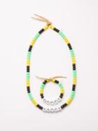 Lauren Rubinski - Happy Bead And Lurex Necklace & Bracelet Set - Womens - Green Multi