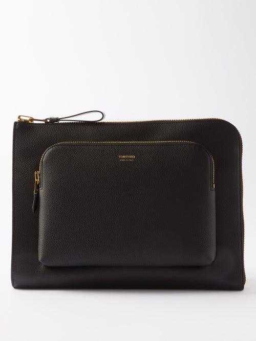 Tom Ford - Double-zip Grained-leather Pouch - Mens - Black