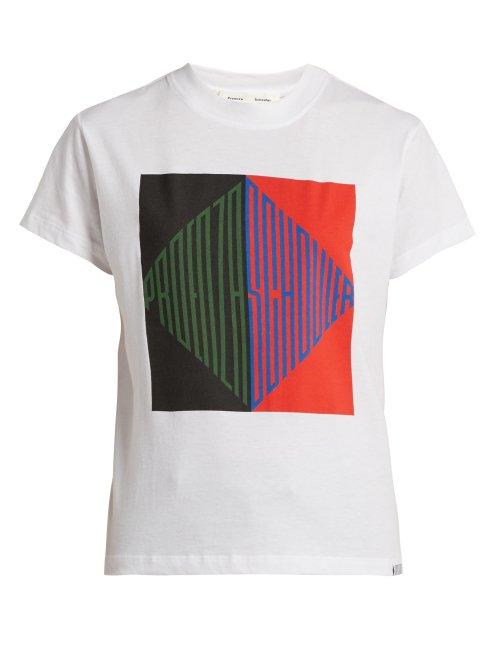 Matchesfashion.com Pswl - Graphic Print Cotton T Shirt - Womens - White Multi