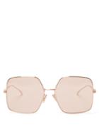 Matchesfashion.com Fendi - Baguette Oversized Square Metal Sunglasses - Womens - Pink