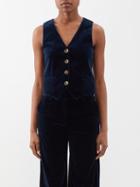 Bella Freud - Chrissie Velvet Waistcoat - Womens - Dark Navy