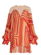 Matchesfashion.com Katie Eary - Geo Print Silk Chiffon Dress - Womens - Red Multi