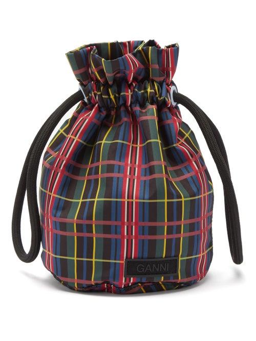 Ganni - Tartan Recycled-shell Drawstring Bag - Womens - Multi
