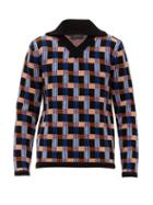 Matchesfashion.com Joseph - V Neck Checked Intarsia Wool Sweater - Mens - Black Multi