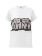 Matchesfashion.com Alexander Mcqueen - Corset-print Cotton-jersey T-shirt - Womens - White Black