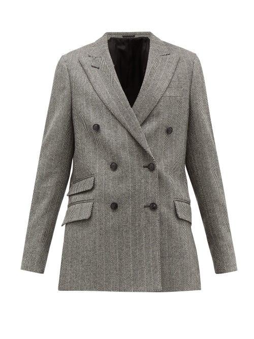 Matchesfashion.com Officine Gnrale - Manon Double Breasted Wool Blend Blazer - Womens - Black White