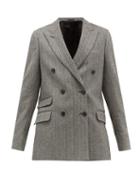 Matchesfashion.com Officine Gnrale - Manon Double Breasted Wool Blend Blazer - Womens - Black White