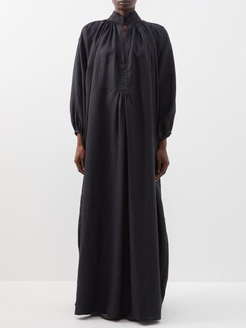 Les Vacances D'irina - The Black Sea Lion Linen Dress - Womens - Black