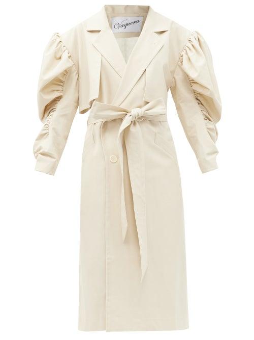 Matchesfashion.com Vaquera - Double-breasted Balloon-sleeve Cotton Trench Coat - Womens - Ivory