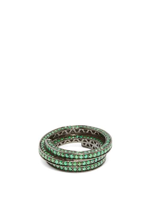 Matchesfashion.com Lynn Ban - 3d Sonic Lab Sapphire & Rhodium Plated Ring - Womens - Green