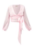 Matchesfashion.com Alexandre Vauthier - Wraparound Silk-satin Blouse - Womens - Light Pink
