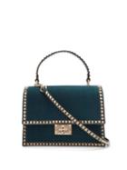 Matchesfashion.com Valentino - Rockstud No Limit Velvet Cross Body Bag - Womens - Blue