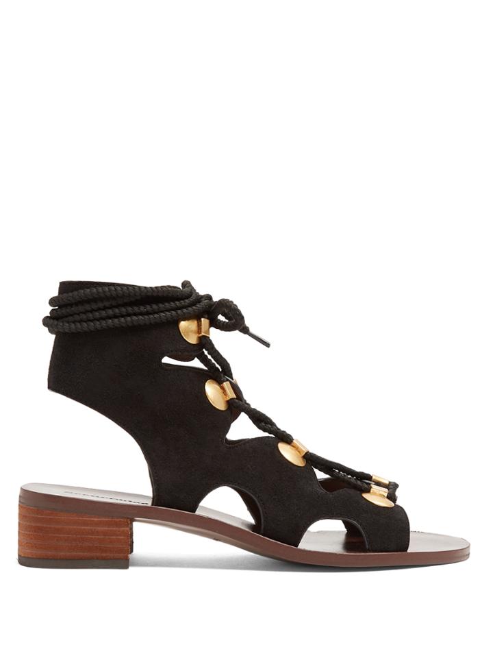 See By Chloé Lace-up Block-heel Suede Sandals