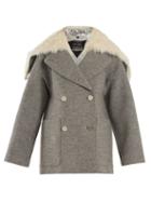 Matchesfashion.com Proenza Schouler - Faux Fur Trimmed Detachable Collar Wool Coat - Womens - Light Grey
