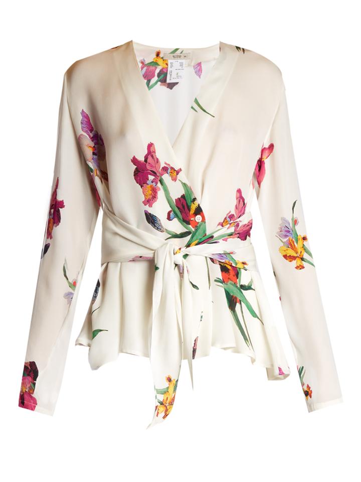 Etro Iris-print Wrap Silk Blouse