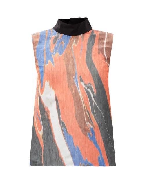 Matchesfashion.com Roksanda - Flotta Abstract-print Taffeta Top - Womens - Multi