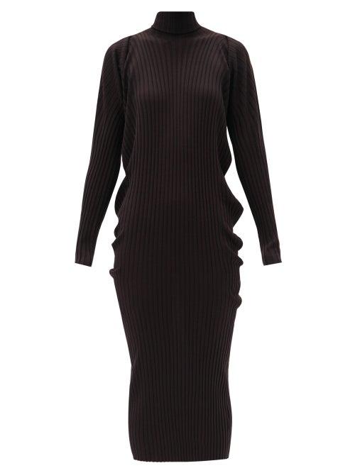 Matchesfashion.com Bottega Veneta - Seamless Roll-neck Wool Sweater Dress - Womens - Brown