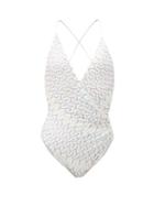 Matchesfashion.com Missoni Mare - Wrap-front Metallic-zigzag Swimsuit - Womens - White Multi