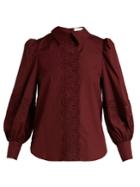 See By Chloé Broderie-anglaise Cotton-poplin Blouse