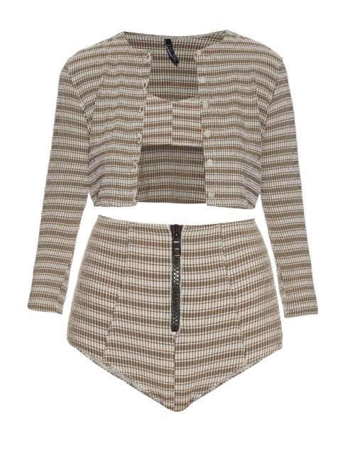 Lisa Marie Fernandez Genevieve Striped Seersucker Twin-set Bikini
