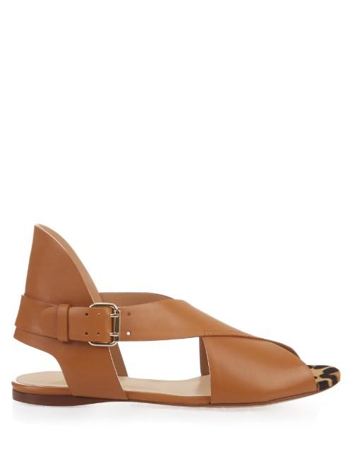 Francesco Russo Peep-toe Calf-hair And Leather Sandals
