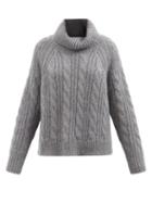 Cecilie Bahnsen - Grayson Cabled Mohair-blend Roll-neck Sweater - Womens - Grey