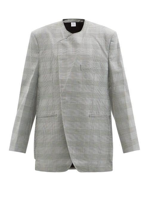 Vetements - Oversized Prince Of Wales-check Twill Jacket - Womens - Grey Multi