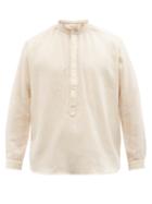 Mens Rtw Marrakshi Life - Grandad-collar Henley Cotton Shirt - Mens - Cream