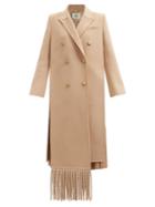 Fendi - Tasselled Pleated-side Wool-blend Tailored Coat - Womens - Camel