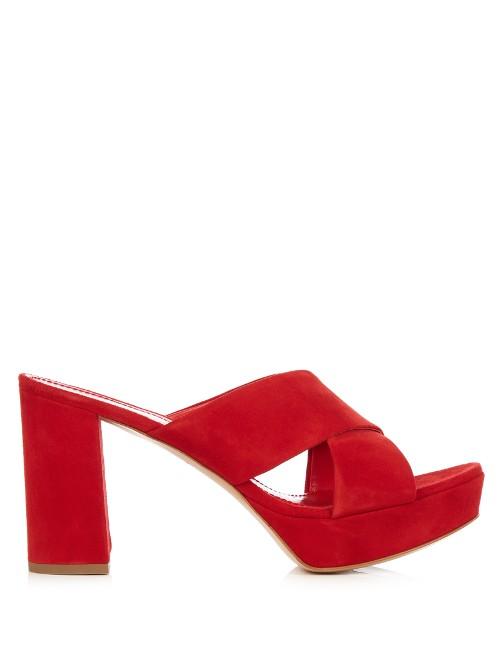 Mansur Gavriel Platform Suede Crossover Sandals
