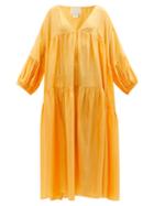 Ladies Beachwear Anaak - Airi Pintuck-pleated Silk Maxi Dress - Womens - Orange
