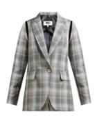 Matchesfashion.com Mm6 Maison Margiela - Cut Out Checked Cotton Twill Blazer - Womens - Grey Multi
